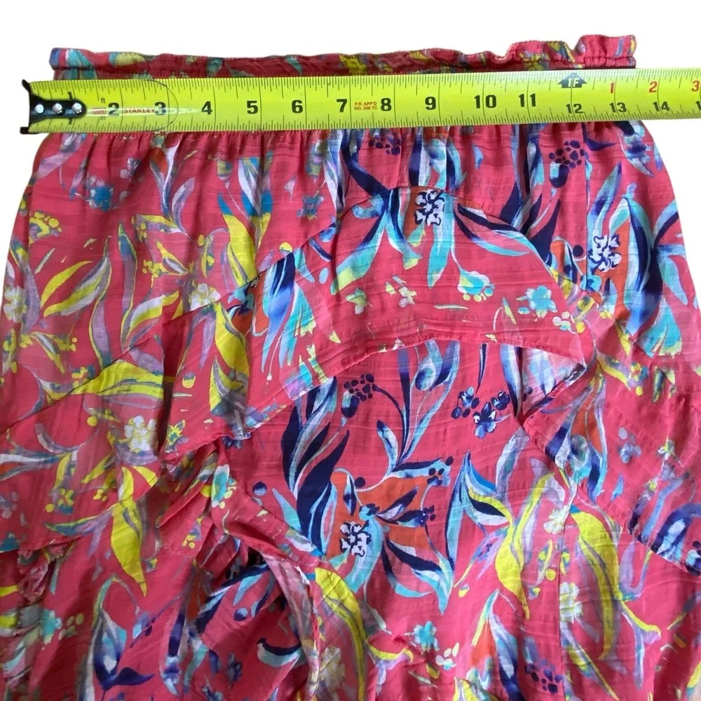 Tanya Taylor Teresa Silk Ruffle Asymmetrical whimsical Maxi Skirt Size 2